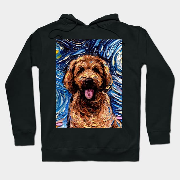 Apricot Goldendoodle Night (Portrait) Hoodie by sagittariusgallery